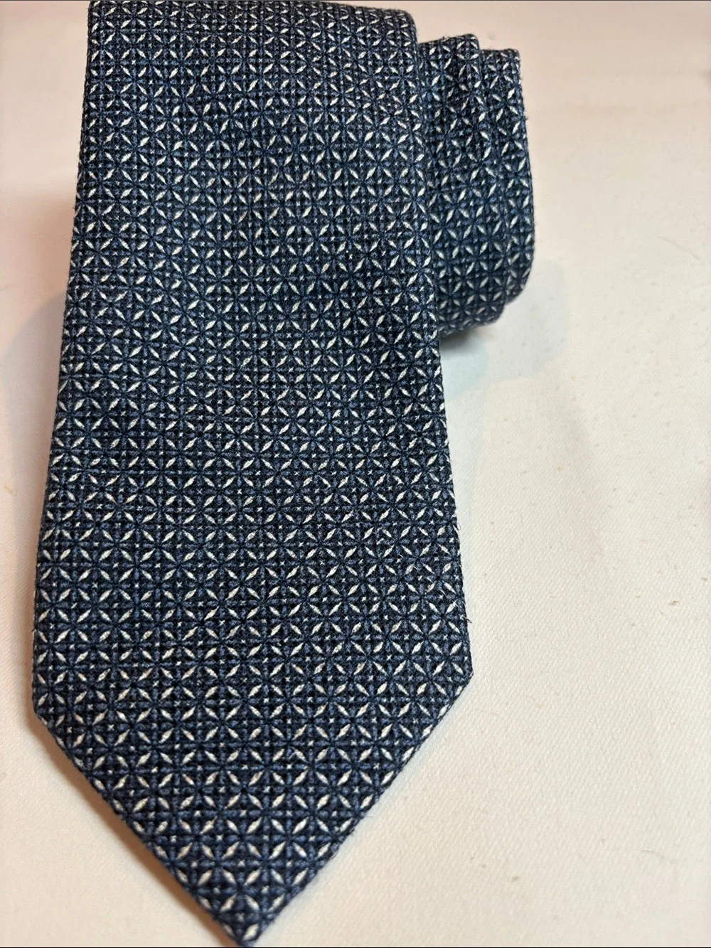 Ermenegildo Zegna Blue Black Patterned Silk Tie